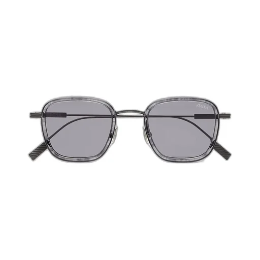 Striped Grey Havana Titanium And Acetate Sunglasses