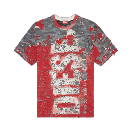 T-Box-Peel Logo Printed Distressed T-Shirt