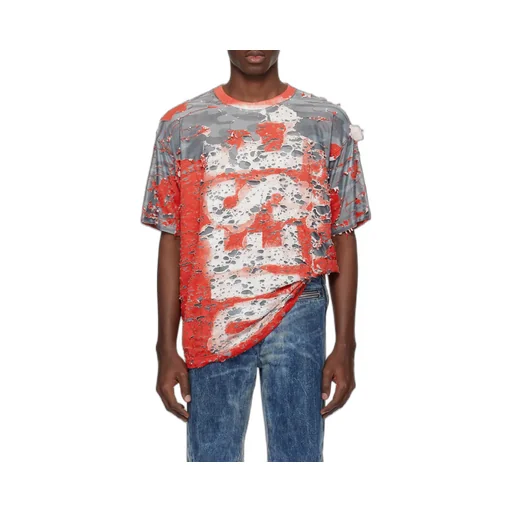 T-Box-Peel Logo Printed Distressed T-Shirt