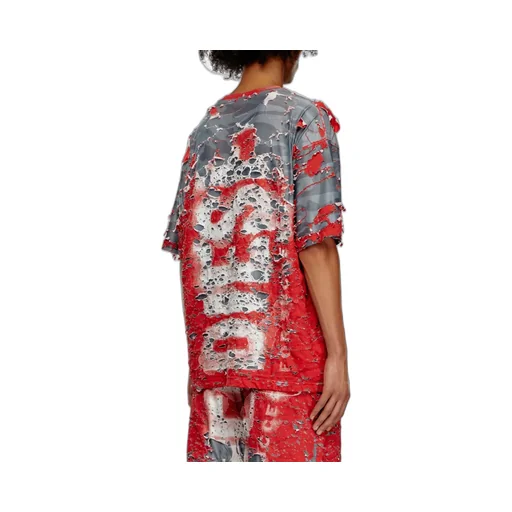 T-Box-Peel Logo Printed Distressed T-Shirt