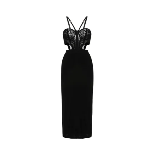 Lace-Detailed Bustier Midi Dress