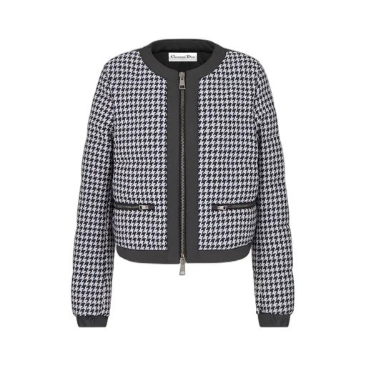 Houndstooth Zip-Up Jacket