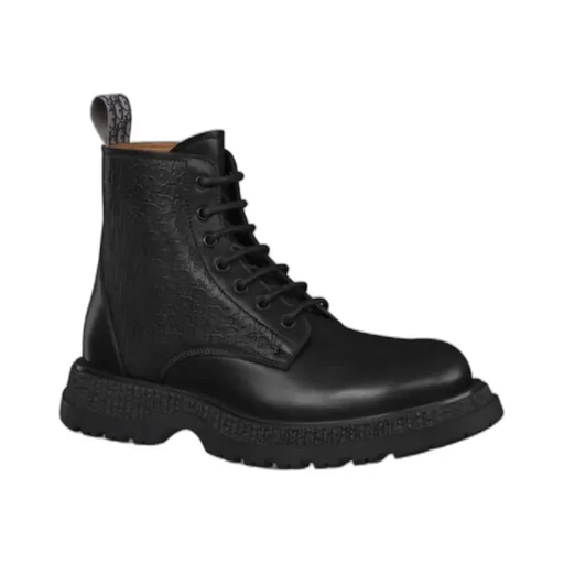 Oblique Printed Round-Toe Boots