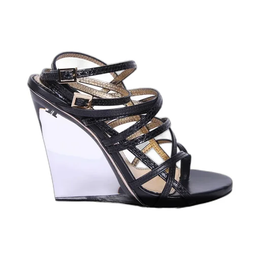 Crossed Strap Wedge Sandals