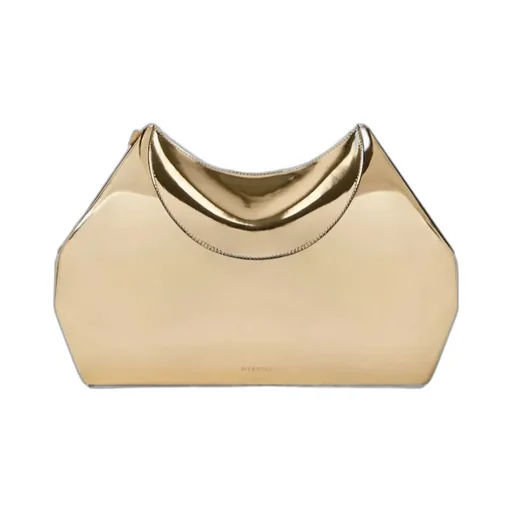Golden Mirror Effect Facet Clutch Bag
