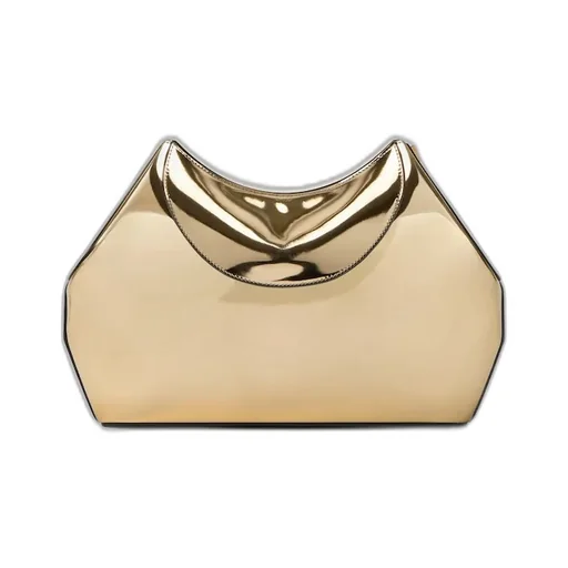 Golden Mirror Effect Facet Clutch Bag
