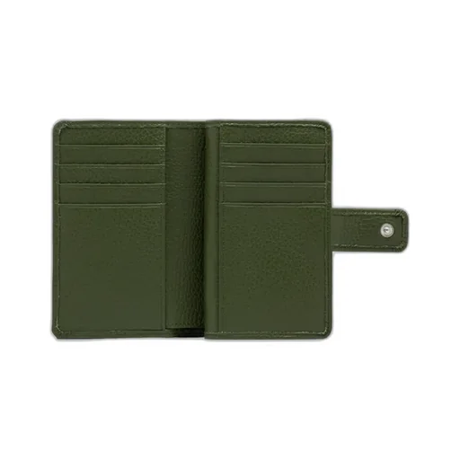 Pebbled Leather Wallet With Flap Closure