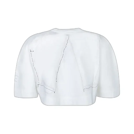 Paris Logo Embroidered Cropped T-Shirt