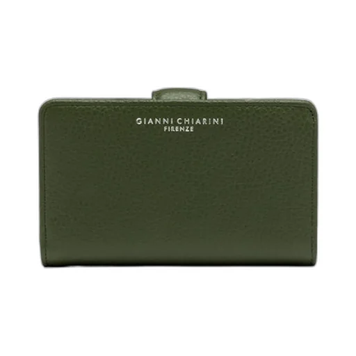 Pebbled Leather Wallet With Flap Closure