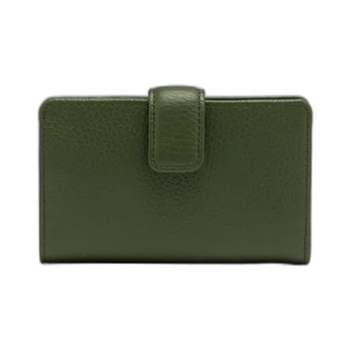 Pebbled Leather Wallet With Flap Closure