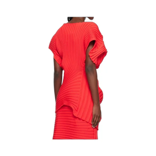 Ribbed-Knit Short-Sleeved Top