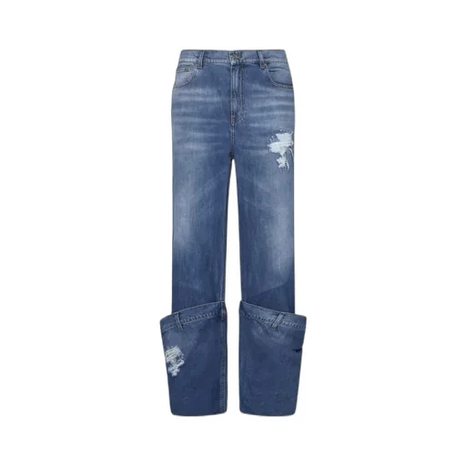 Logo Patch Distressed Jeans