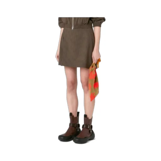 Check-Print Belted Skirt
