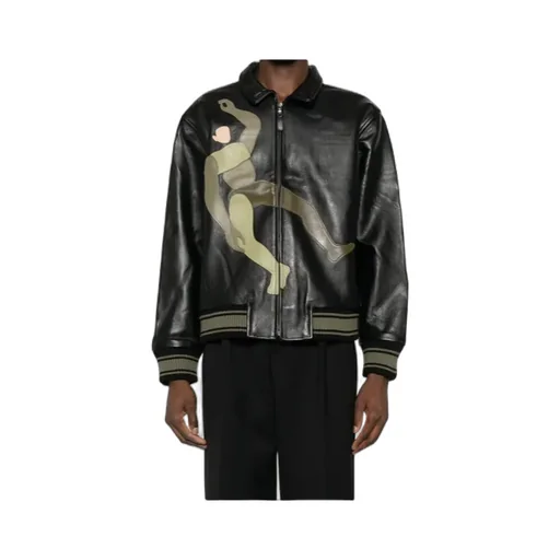 Long-Sleeved Leather Jacket