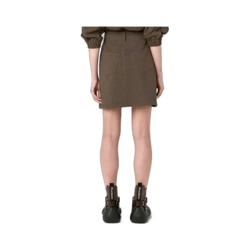 Check-Print Belted Skirt