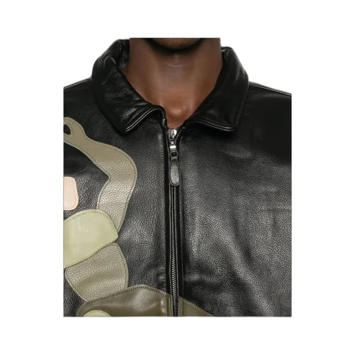Long-Sleeved Leather Jacket