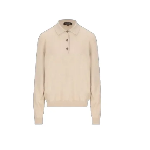 Long-Sleeved Knitted Polo Jumper