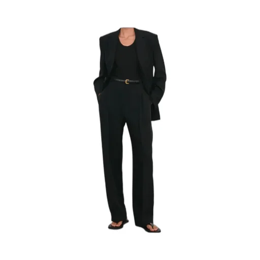 Buttoned Notch-Lapel Blazer