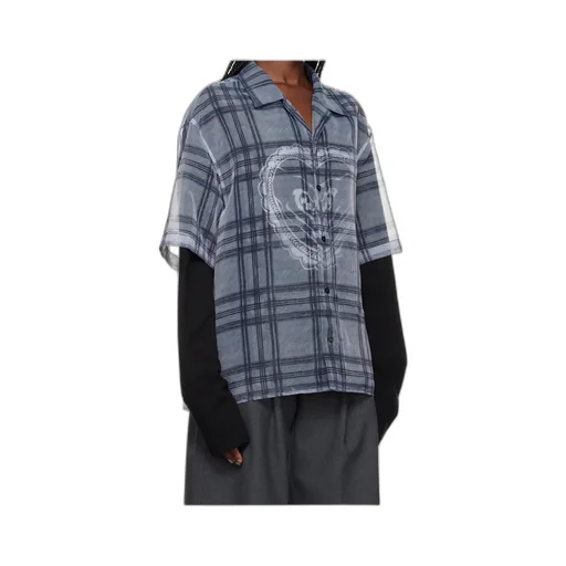 Heart Layered Check Pattern Shirt