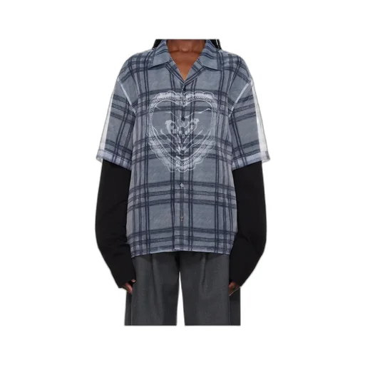Heart Layered Check Pattern Shirt