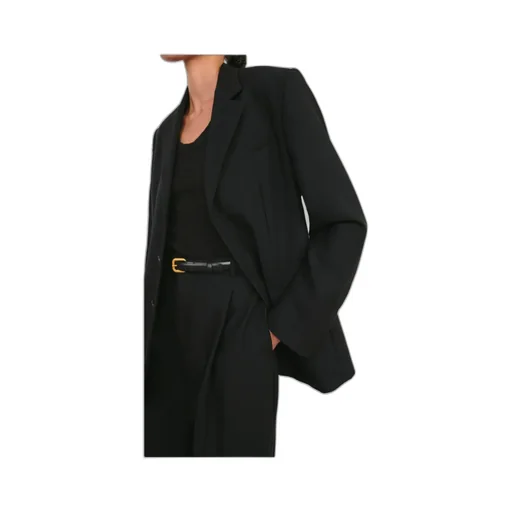 Buttoned Notch-Lapel Blazer
