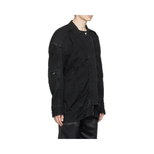 Logo Zipper Denim Coat