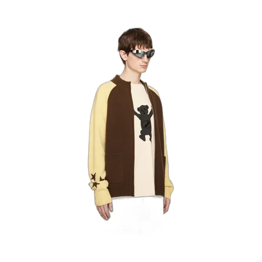 Wool Stand-Neck Knitted Cardigan