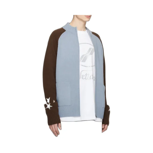 Wool Stand-Neck Knitted Cardigan
