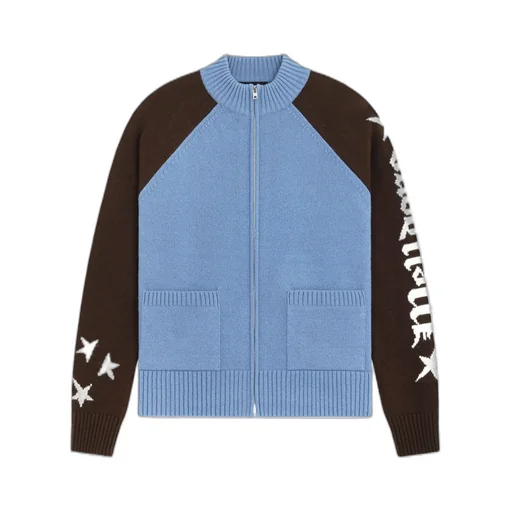 Wool Stand-Neck Knitted Cardigan