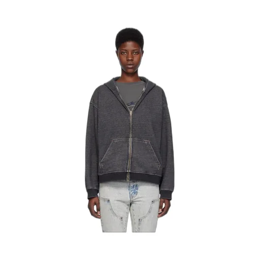 Zip-Up Denim Hoodie