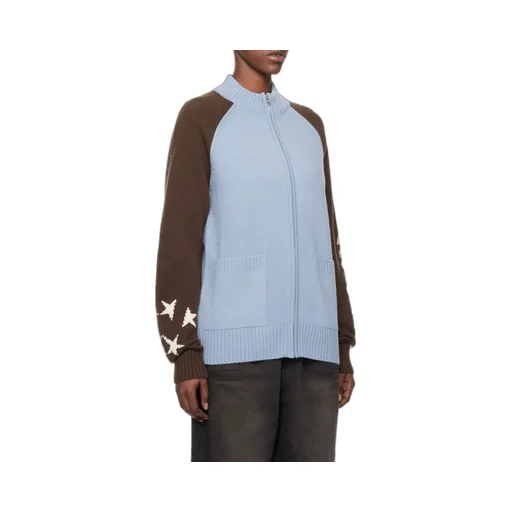 Wool Stand-Neck Knitted Cardigan
