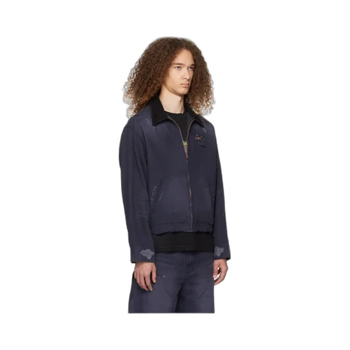 Logo Zipper Denim Coat