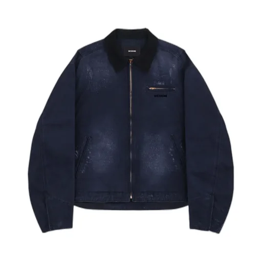 Logo Zipper Denim Coat