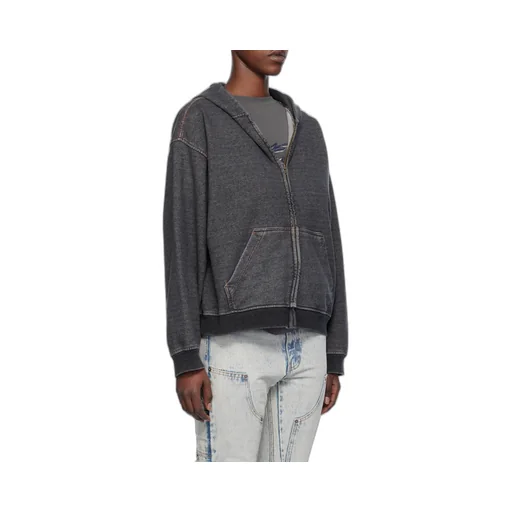 Zip-Up Denim Hoodie