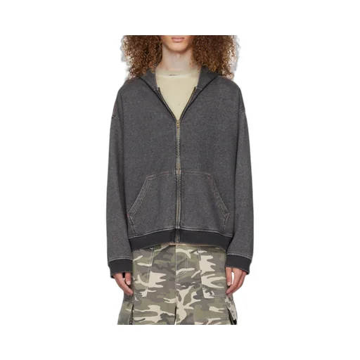 Zip-Up Denim Hoodie