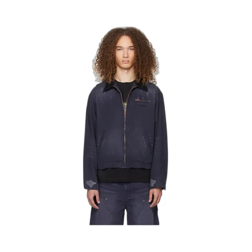 Logo Zipper Denim Coat