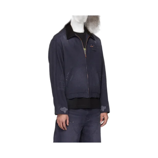 Logo Zipper Denim Coat