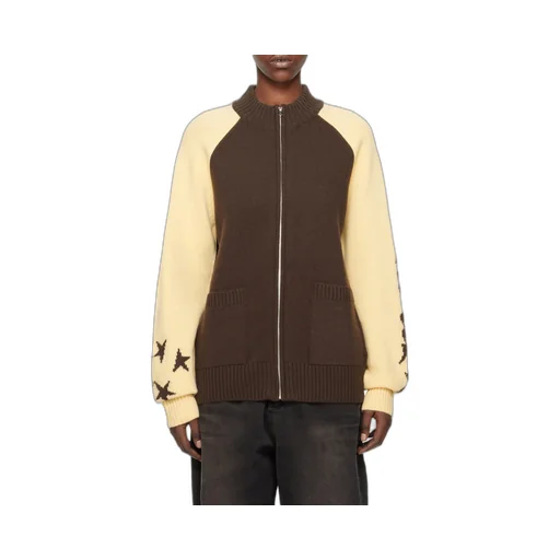 Wool Stand-Neck Knitted Cardigan