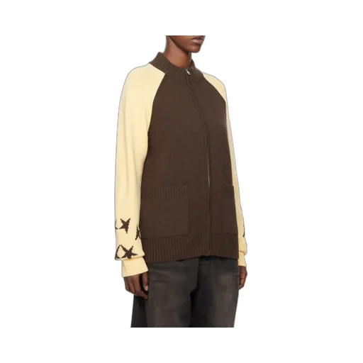Wool Stand-Neck Knitted Cardigan