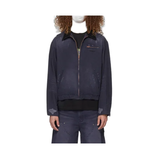 Logo Zipper Denim Coat