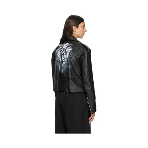 Oblique Zipper Leather Jacket