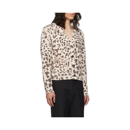 Y-Collar Leopard Pattern Cardigan