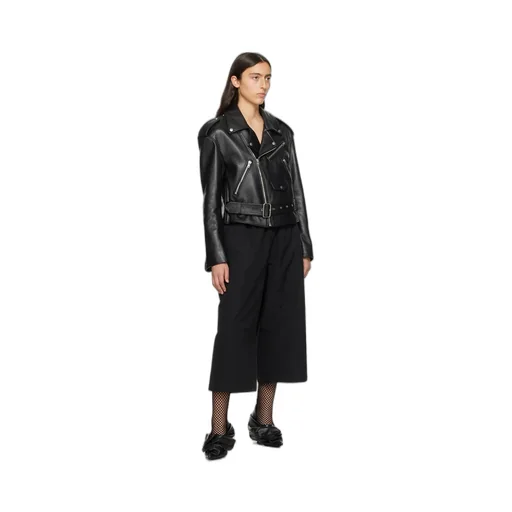 Oblique Zipper Leather Jacket
