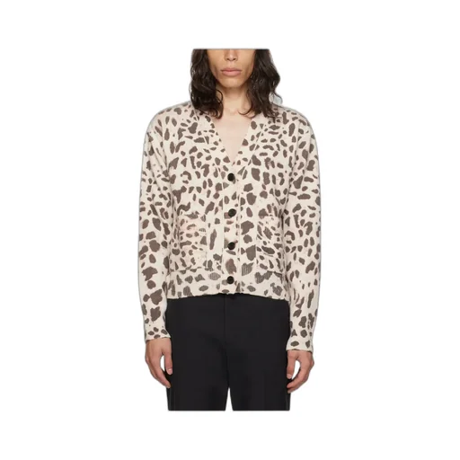Y-Collar Leopard Pattern Cardigan