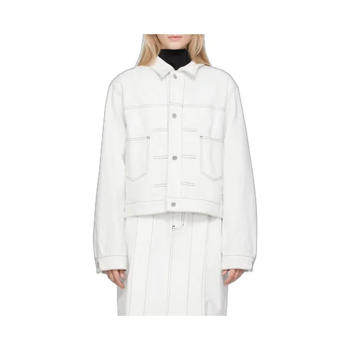 Pleated Lapel Denim Jacket