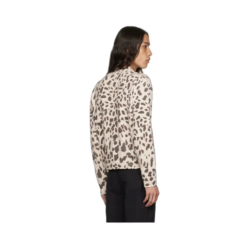 Y-Collar Leopard Pattern Cardigan