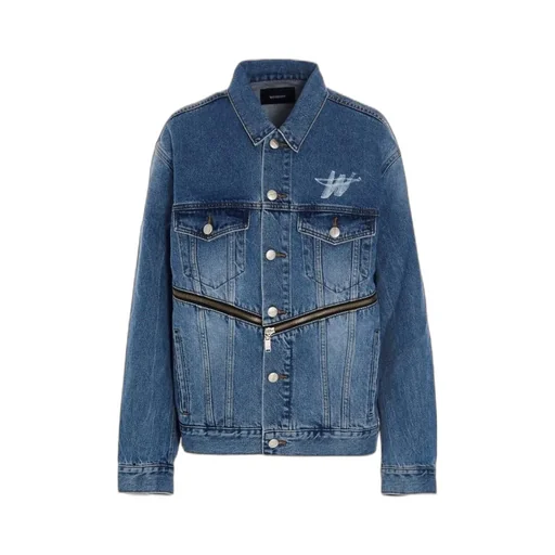 Logo-Print Zip-Detail Denim Jacket