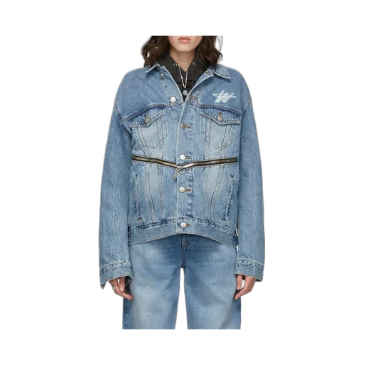 Logo-Print Zip-Detail Denim Jacket