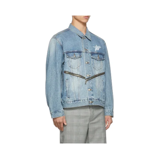 Logo-Print Zip-Detail Denim Jacket