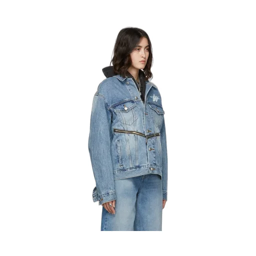 Logo-Print Zip-Detail Denim Jacket